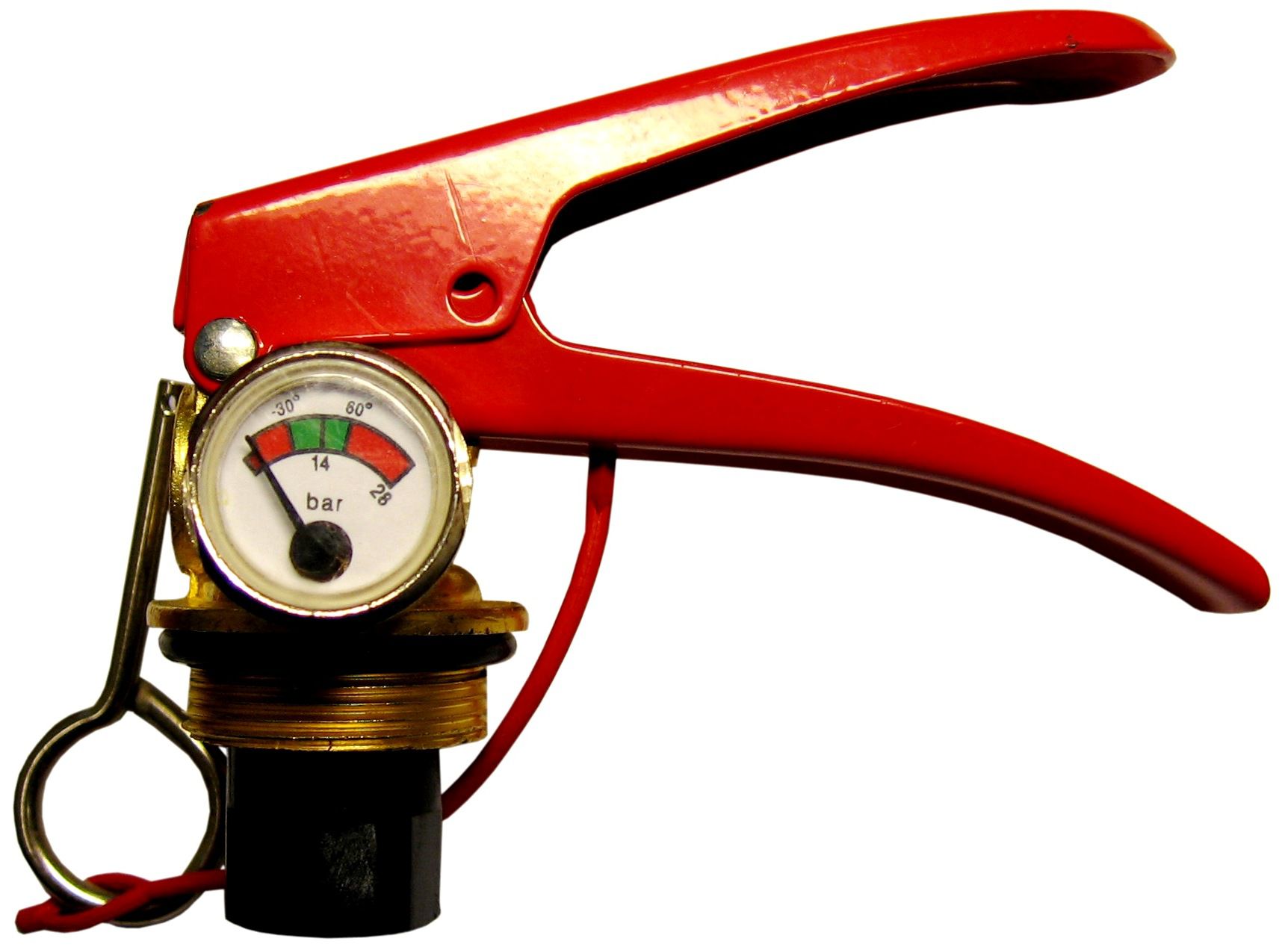 sarkans pulvera ugunsdzēsības aparātu palaišanas mehānisms