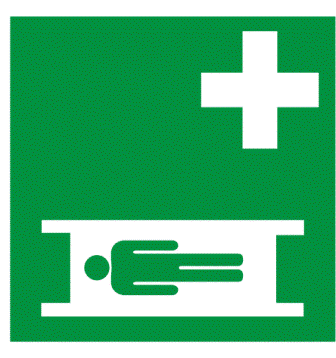 Zaļa informatīva uzlīme - Nestuves