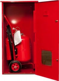 Sarkana kaste ugunsdzēsības aparāta uzglabāšanai