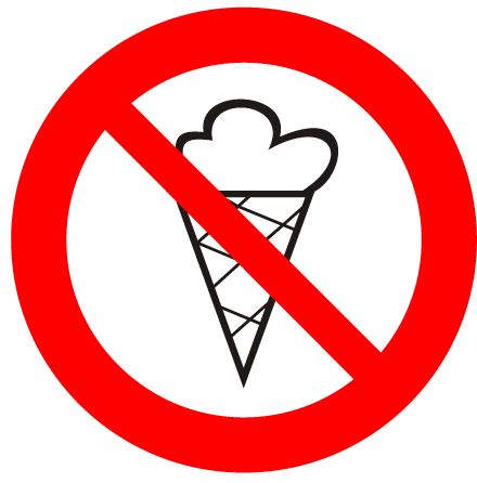 Uzlīme ieeja ar saldējumu aizliegta