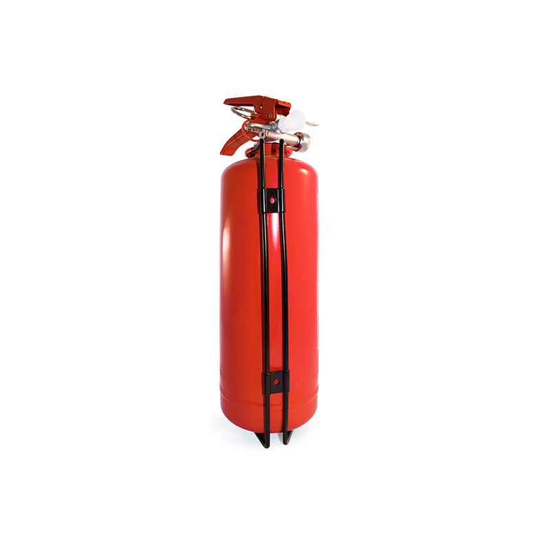 Sarkans pulvera ugunsdzēsības aparāts ar turētāju